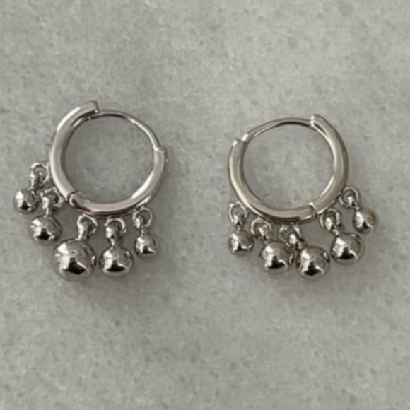 Modest Lu Jewelry - Sterling Silver Ball Round Fringe Huggie Hoop Earrings 
Brand New